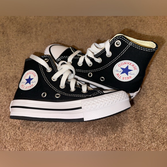 Converse Kids Black and White High-Top Lifted Sneakers Eva - Picture 2 of 8